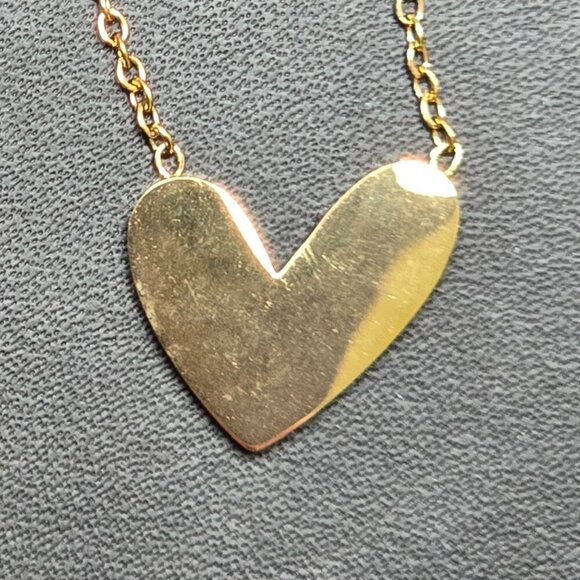 Stainless Steel Heart Necklace With Iridescent White Inlay (NWOT) - Picture 3 of 6